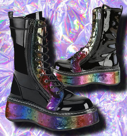 DemoniaCult EMILY 350 Boots Rainbow