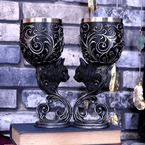 Hex of the Heart Goblet Gothic Cats Goblet Set
