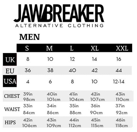 Jawbreaker Mens Size Chart