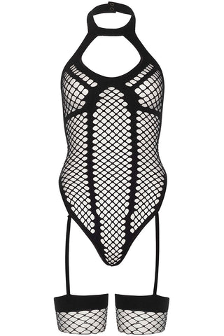 Leg Avenue Net Keyhole Halter Teddy