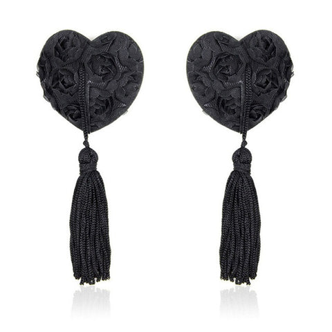 Black Rose Heart Tassles