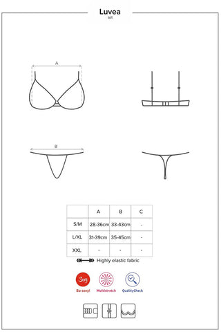 Obsessive Luvae Bra and Thong Set Size Chart