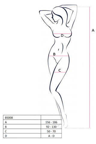 Passion BS008 Bodystocking Size Chart