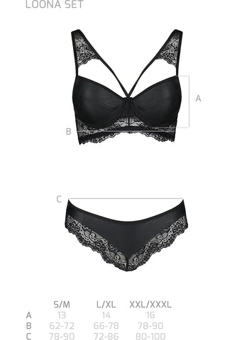 Passion Lingerie Loona Set Size Chart