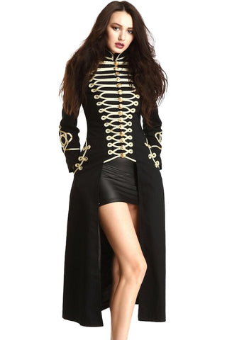 Ladies Long Officer Style Gothic Coat