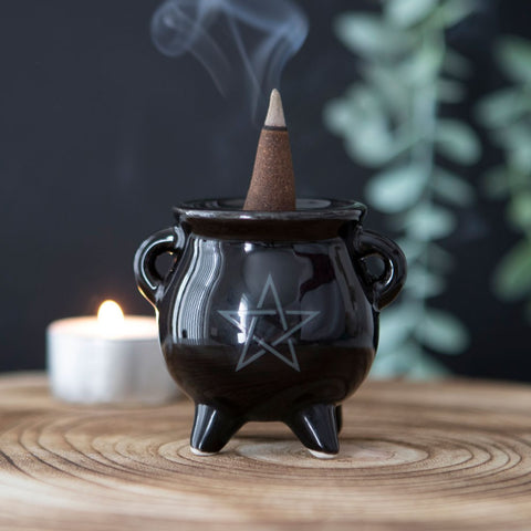 Pentragram Cauldron Ceramic Incense Holder