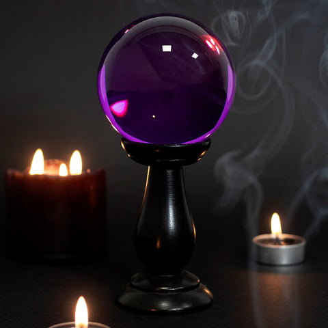 Purple Crystal Ball on Stand Small
