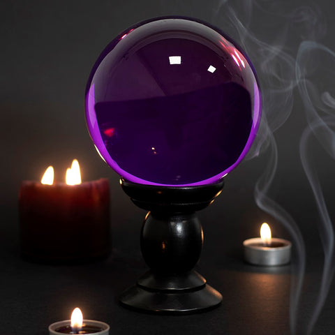 Purple Crystal Ball on Stand Large