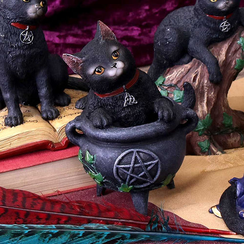 Smudge Black Cat Cauldron Figurine