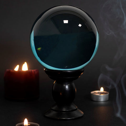 Teal Crystal Ball on Stand Large