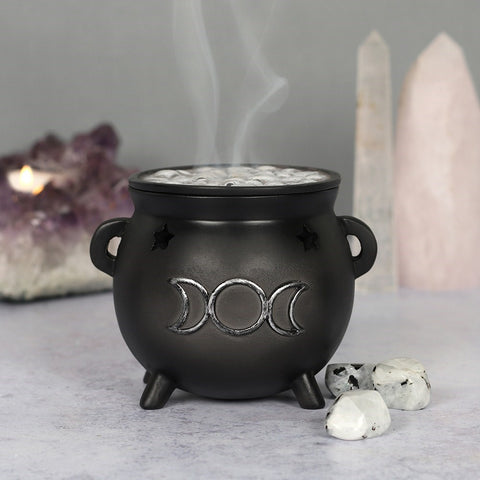Triple Moon Cauldron Incense Cone Holder.