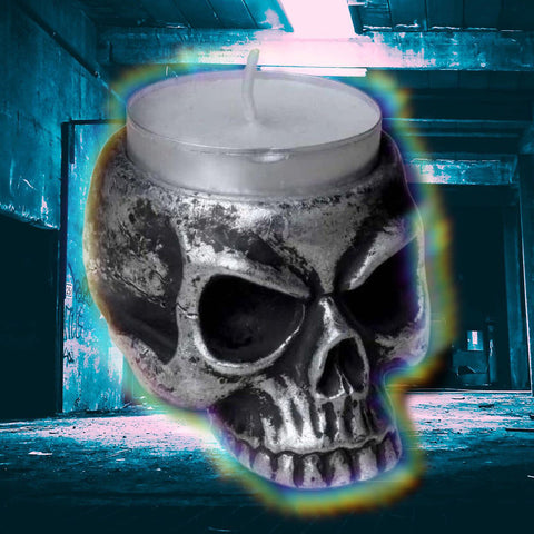 Alchemy Gothic Skull Tea Light Holder V74