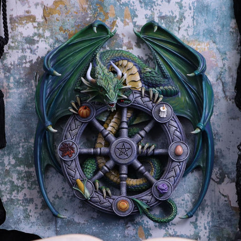 Anne Stokes Year of the Magical Dragon Pagan Wheel of the Year Wall Plaque.