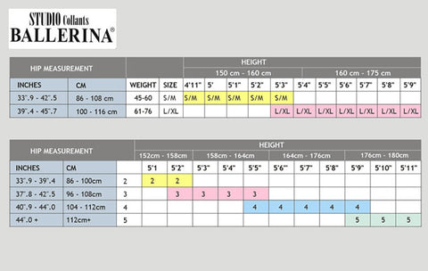 Ballerina Size Chart