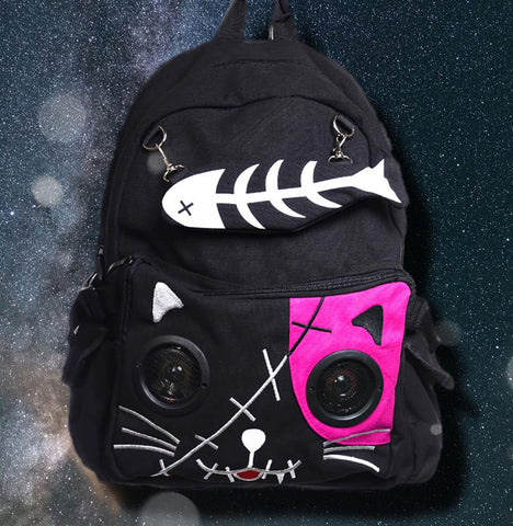 Banned Kitty Speaker Backpack Black/Pink