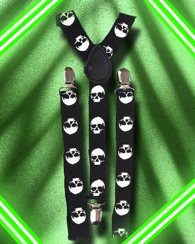 Banned Skull Slim Suspenders