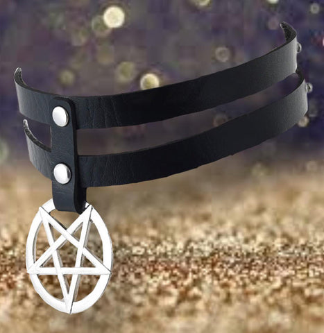 Black Double Pentagram Collar