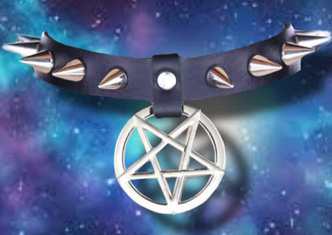 Black Pentagram Spiked Collar