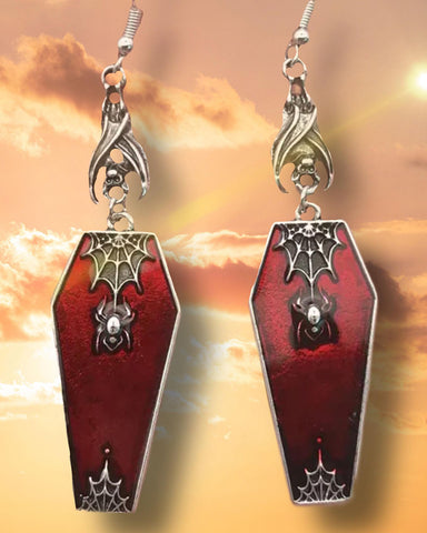 Coffin Spiderweb Earrings