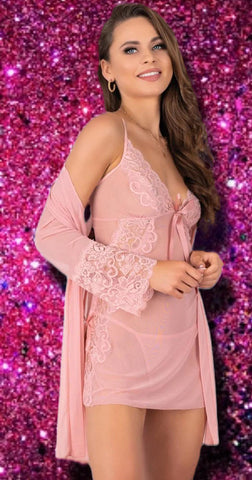 Corsetti Myardis Pink Gown and Chemise Set