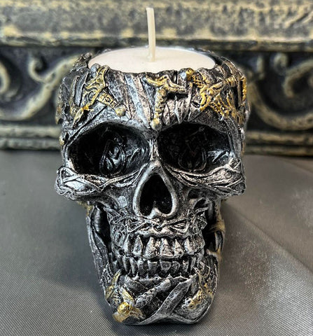 Cranial Blade Skull Tea Light Holder