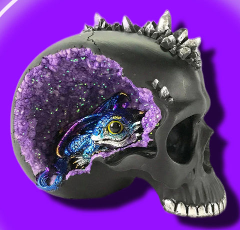 Crystal Cave Skull and Dragon Purple