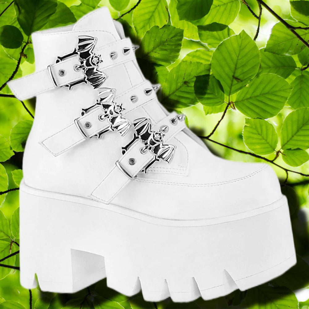 DemoniaCult White ASHES-55 Boots | Angel Clothing