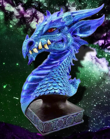 Dragon Head On Stand Blue