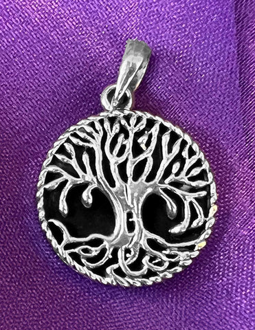 etNox Silver Tree of Life Malachite Pendant