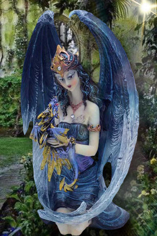 Fairy and Dragon Figurine Blue