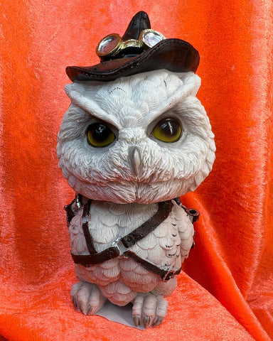 Feathered Inventor Steampunk Owl Bobblehead