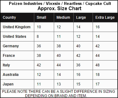 ROSE HEART LACE VEST Size Chart