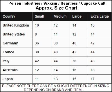 Cupcake Cult Size Chart