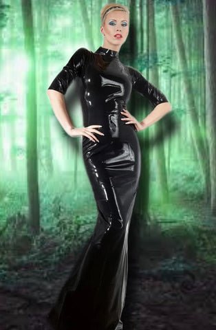 LATE-X Long Black Latex Dress