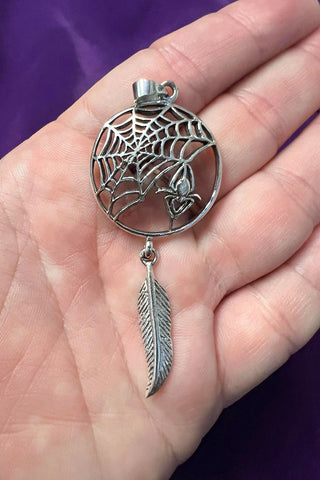 Lisa Parker Spider Feather Dreamcatcher Pendant Silver