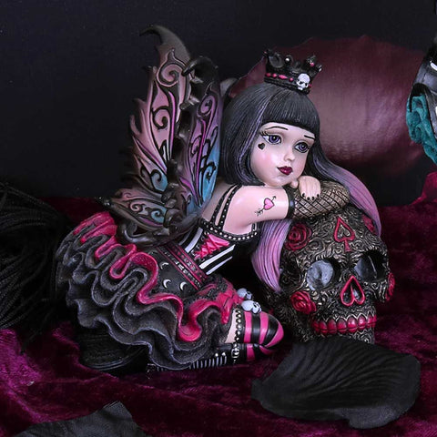 Lolita Purple Gothic Fairy Figurine with Day of the Dead Skull