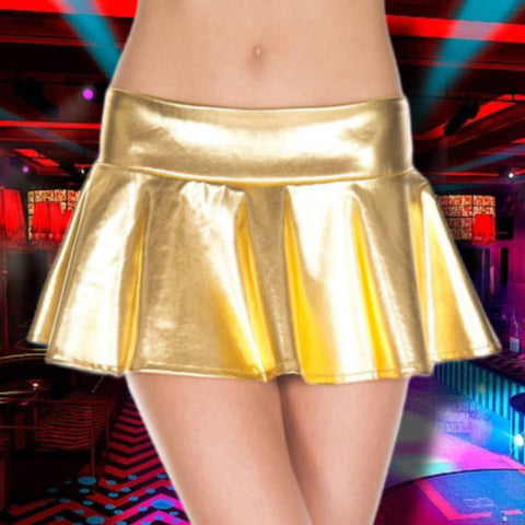 Music Legs Wetlook Wavy Skirt Gold