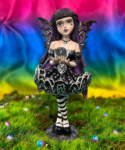 Mystique Purple Gothic Fairy Figurine with Crystal Ball