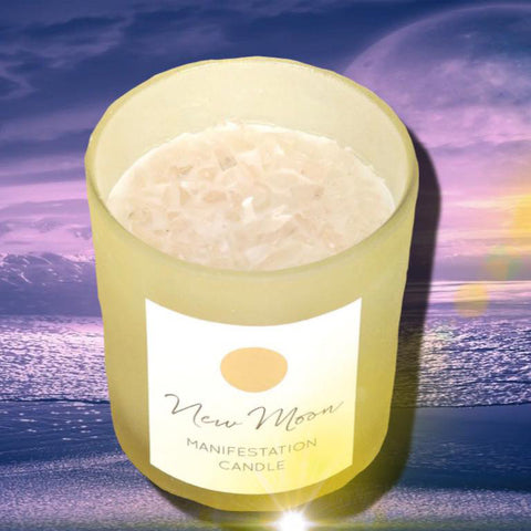 New Moon Wild Orange Manifestation Crystal Chip Candle