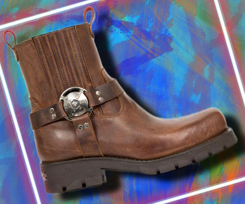 New Rock Brown Motorcycle Ankle Boots