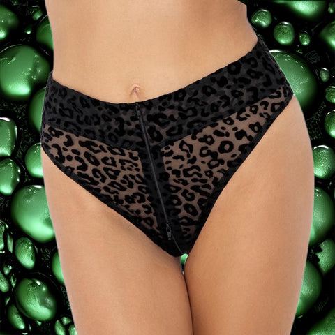 Noir Handmade Leopard Flock Panties