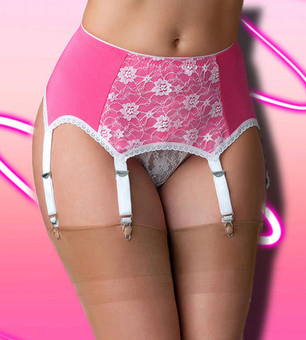 Nylon Dreams 6 Strap Suspender Belt Pink