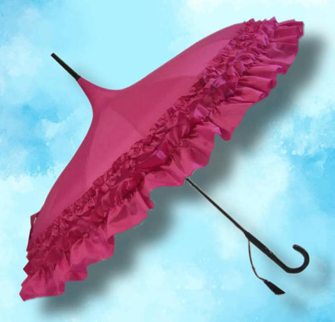 Pink Classic Frilled Pagoda Umbrella
