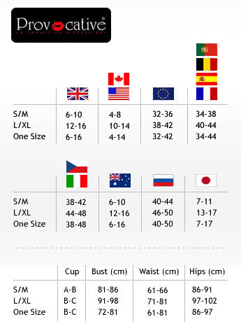 Provocative Size Chart