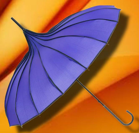 Purple Ribbed Pagoda Umbrella / Parasol