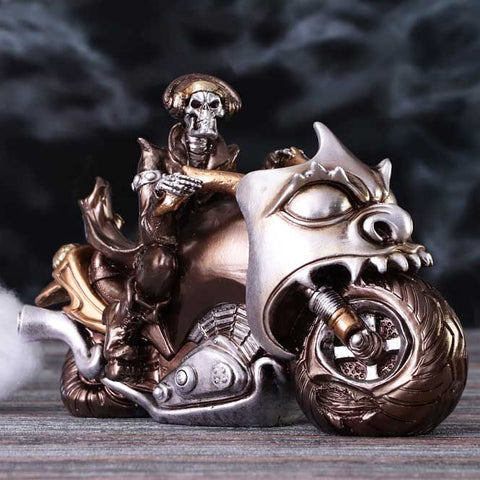 Rebel Rider Bronze Skeleton Biker Figurine