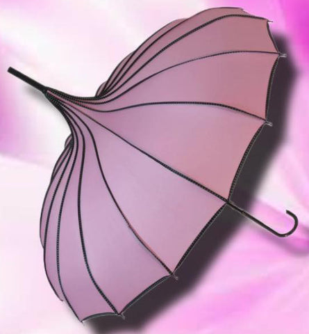 Ribbed Pagoda Pink Umbrella