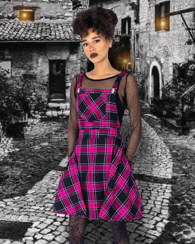 Rockabella Dark Pink Maeve Pinafore Dress