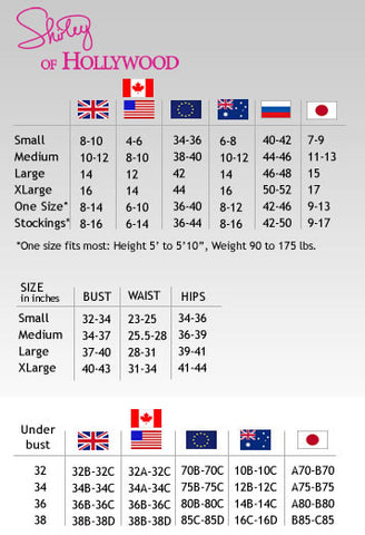 Shirley of Hollywood Size Chart