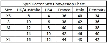 Spin Doctor Size Chart